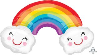 Rainbow - SuperShape XL Rainbow with Smiling Clouds Foil Balloon