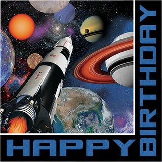 Space Blast - Lunch Napkins Happy Birthday