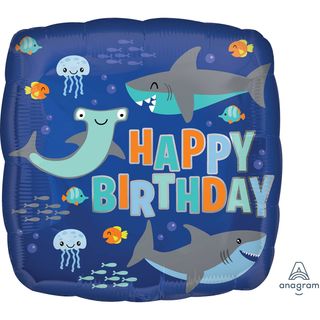 Shark - 45cm Happy Birthday Foil Balloon