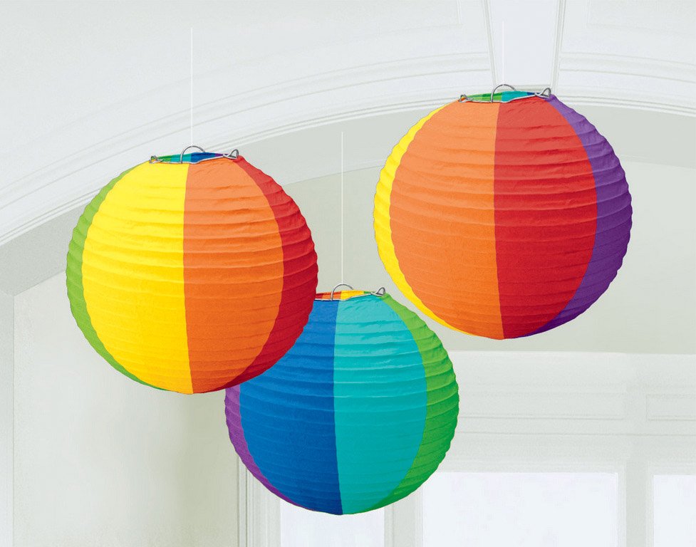 Round Paper Lanterns - Rainbow