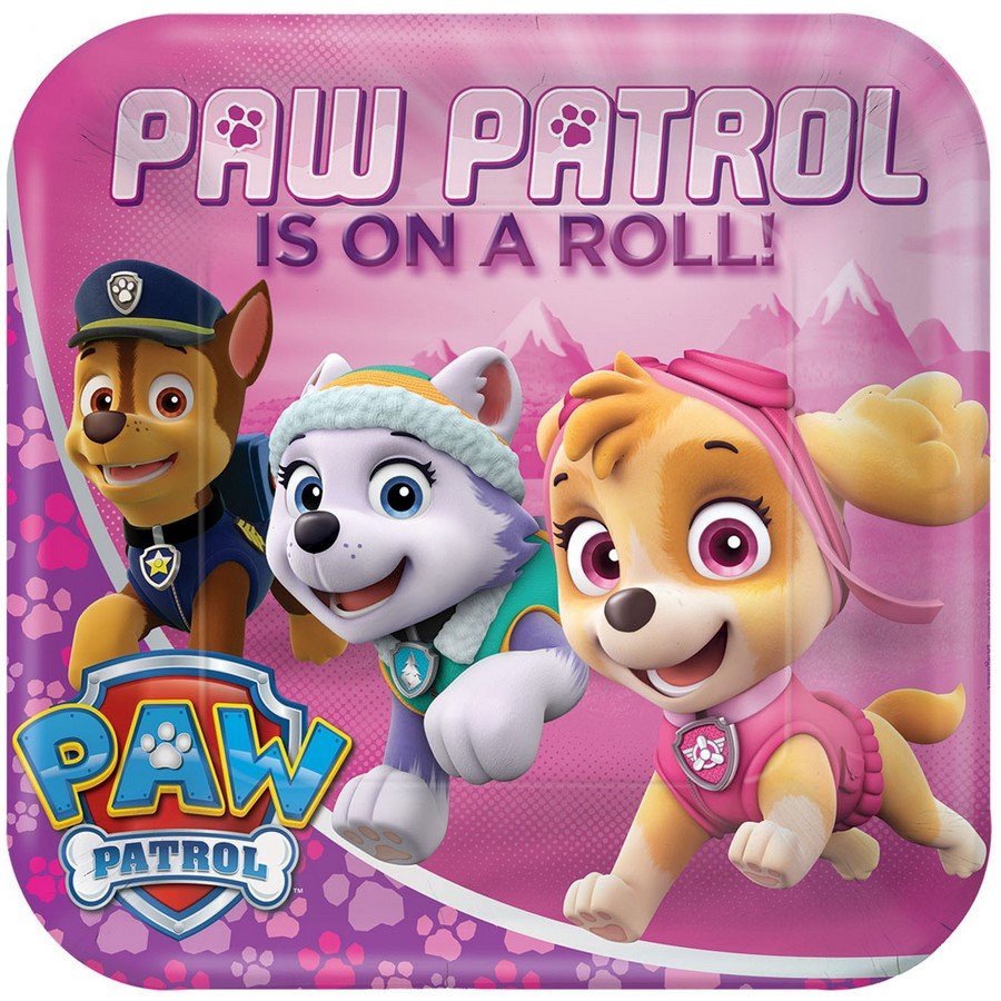 Paw Patrol Girl - 23cm Square Plates