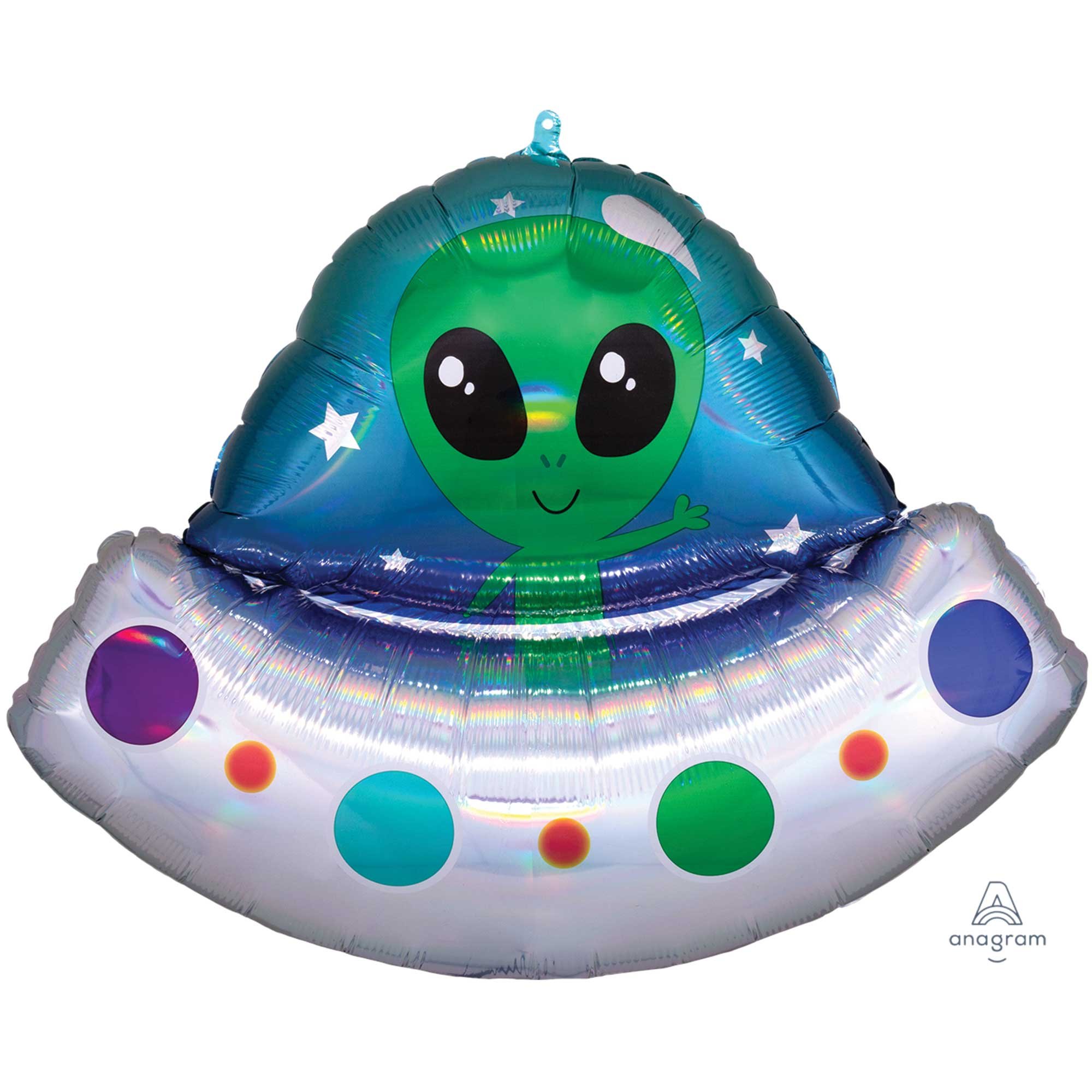 Space Ship - SuperShape Holographic Iridescent Foil Balloon