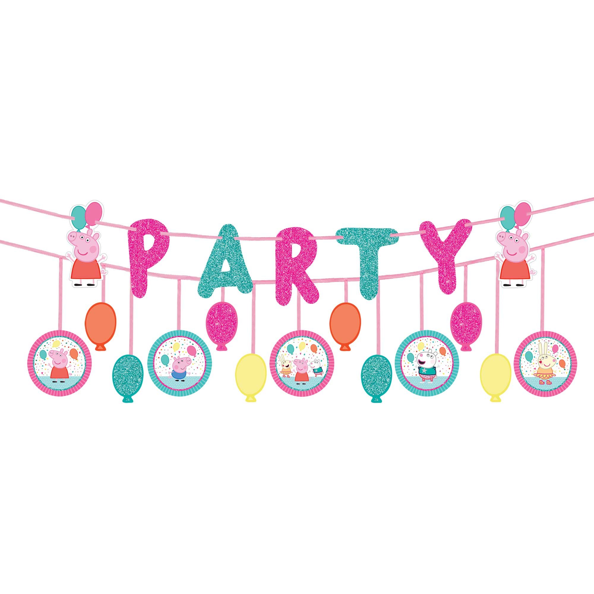 Peppa Pig Confetti - Party Ribbon Banner Kit Glittered