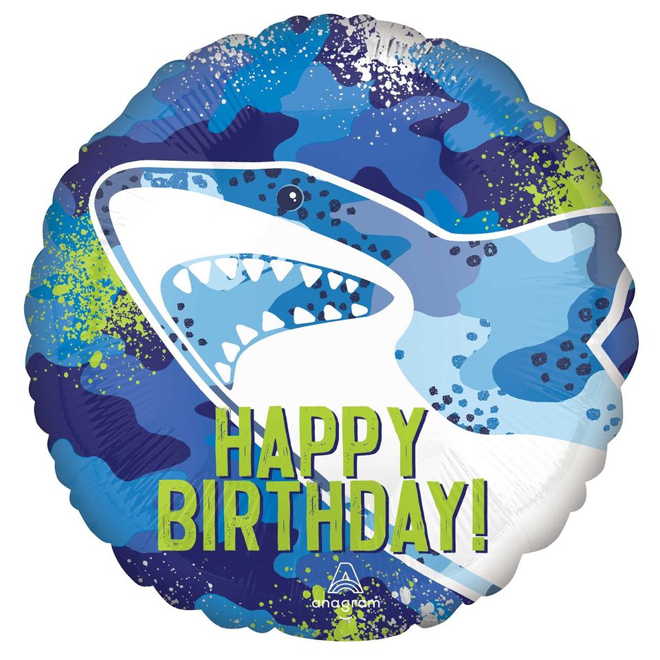 Shark Birthday - 45cm Happy Birthday Foil Balloon