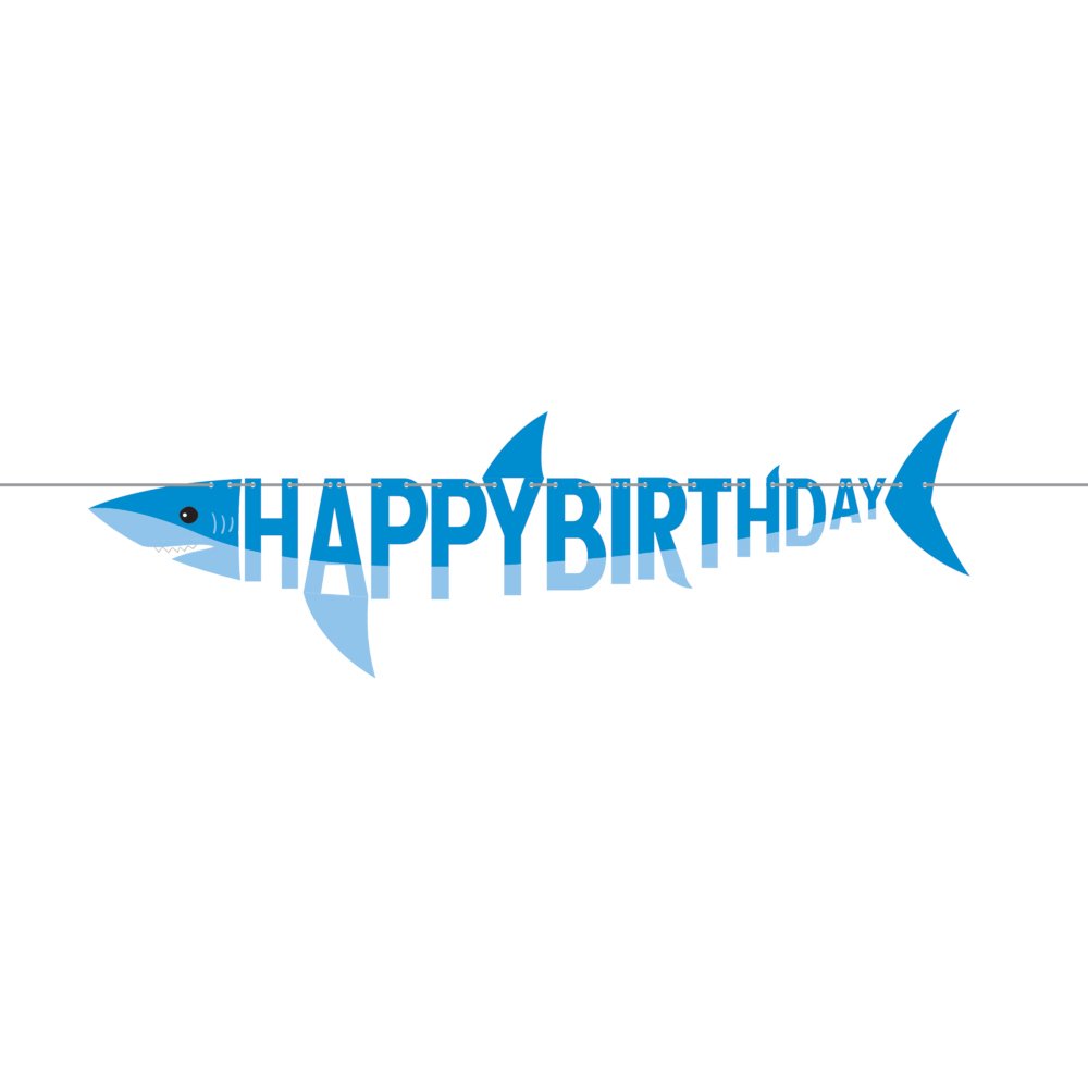Shark Party - Shaped Happy Birthday Banner