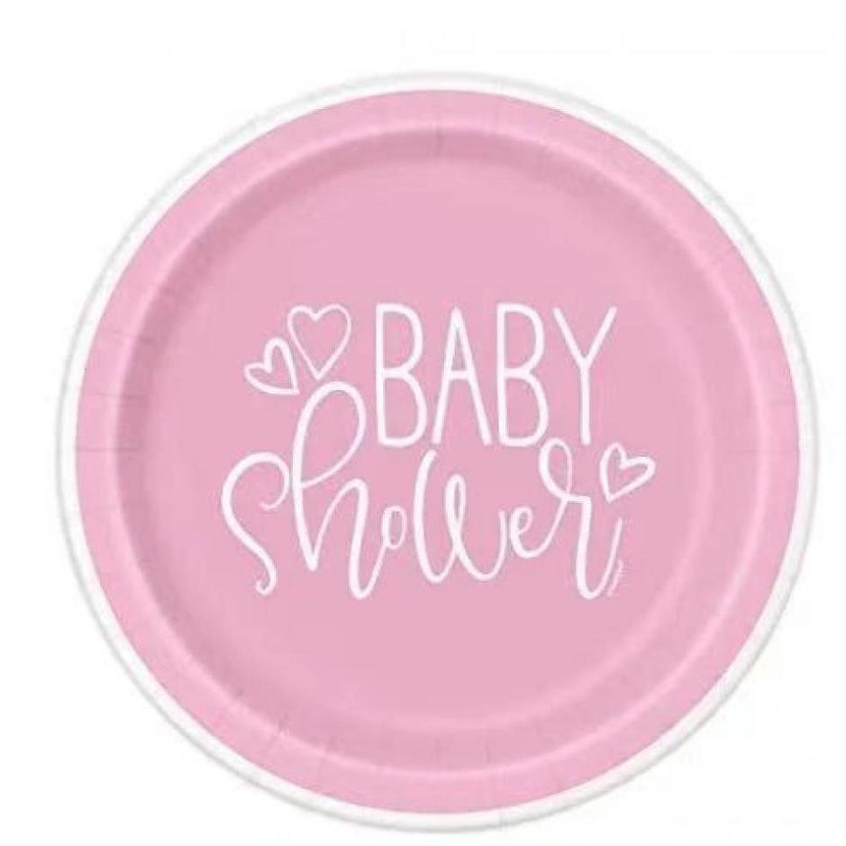 Baby Shower Pink Plates 8pk
